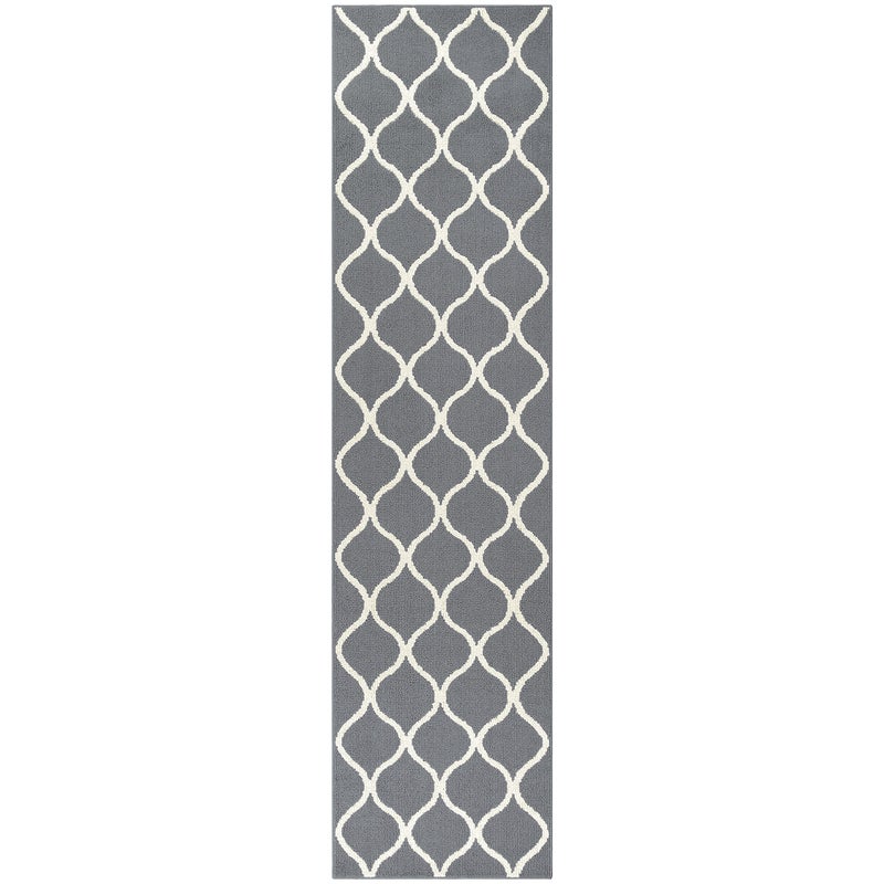 Maples Rugs Rebecca Contemporary Runner Rug Non Slip Hallway Entry Carpet [Made in USA], 1'9" x 5', Grey/White - Image 2